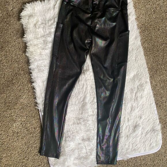 Shoactive Tummy Control Leggings High Waist Iridescent Leggings Size Medium NEW - Picture 4 of 8